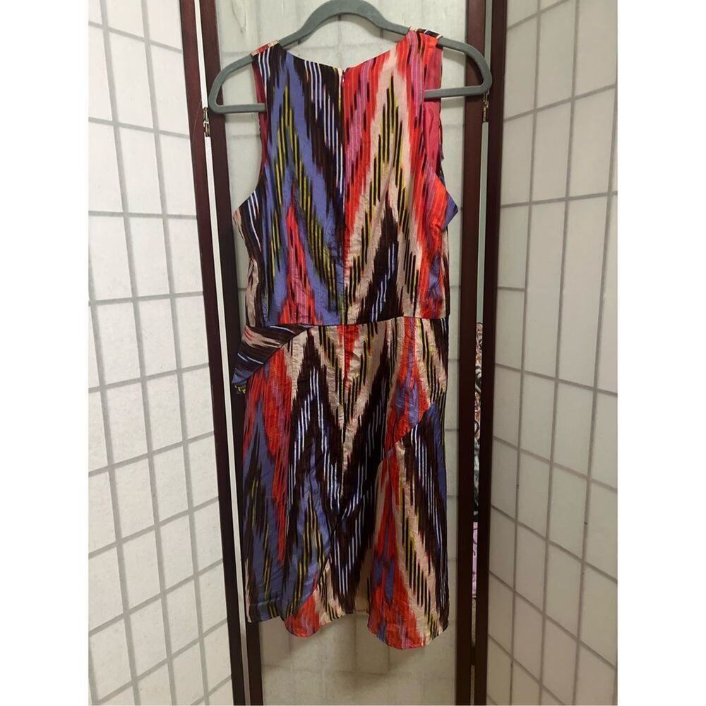 Nanette Lepore Womens Silk Abstract Stripe Wrap V-Neck Shift Dress Red Size 8